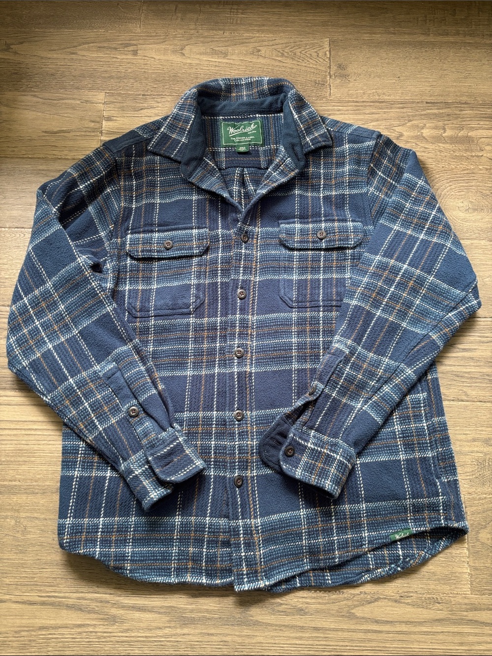Woolrich |The Green Collection Blue Plaid Shirt Jacket Shacket 100% Cotton Small